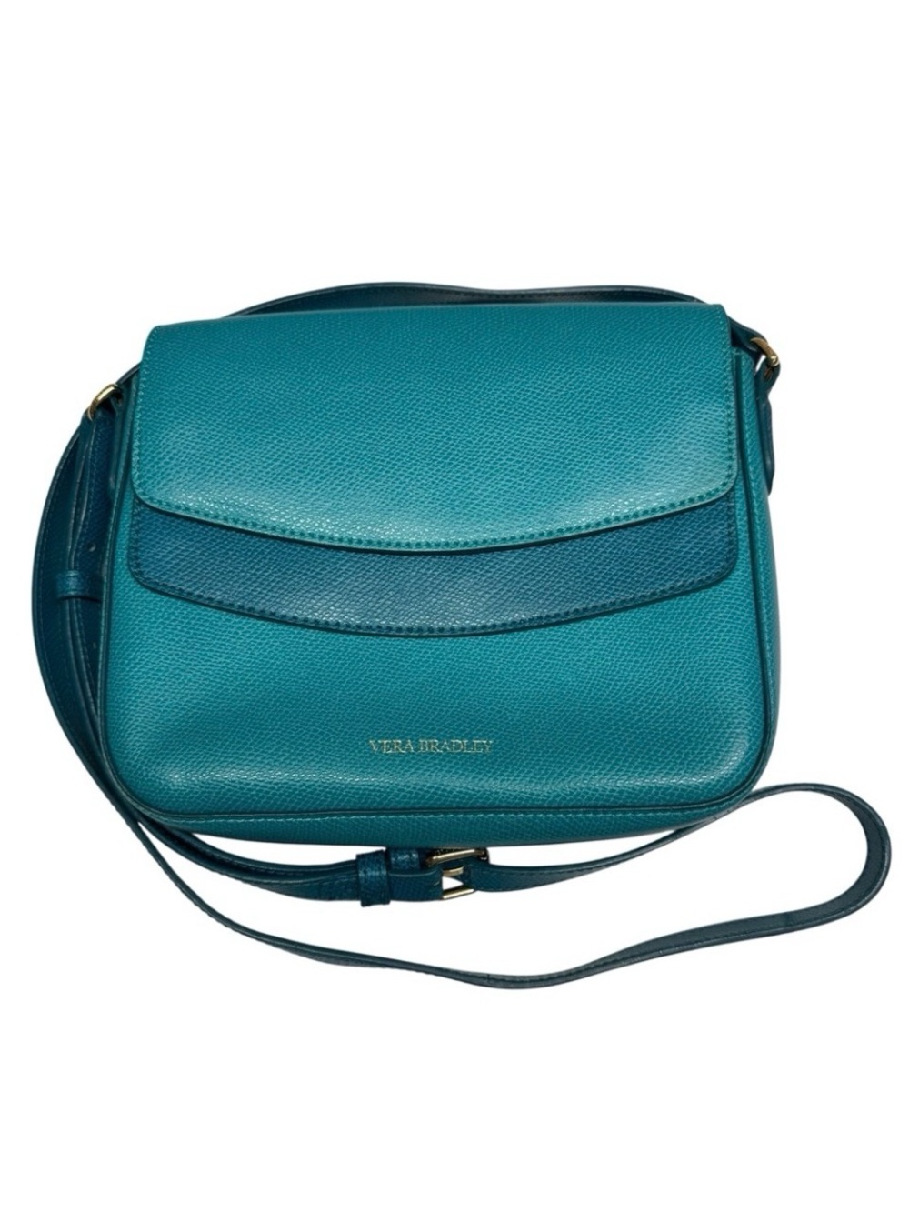 Vera Bradley Twice as Nice Leather Crossbody Bag Two-Tone Color Block Teal